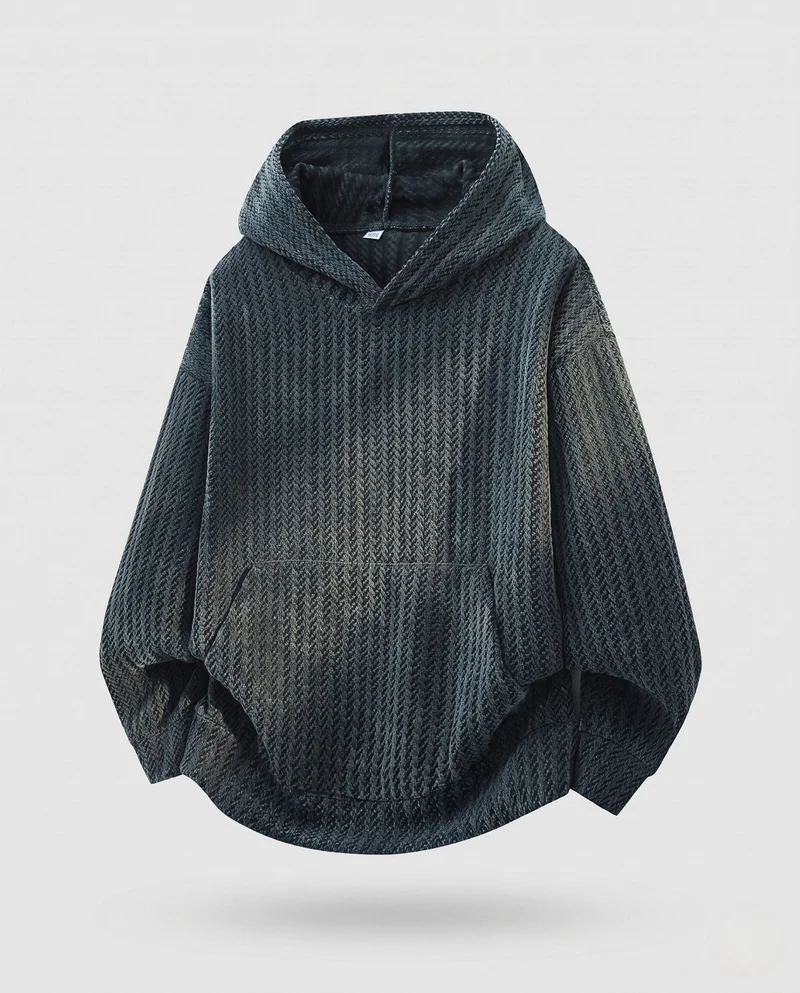 Frauen Oversized Strick Hoodie mit Känguru-Tasche und strukturellem Muster Nord Taschen