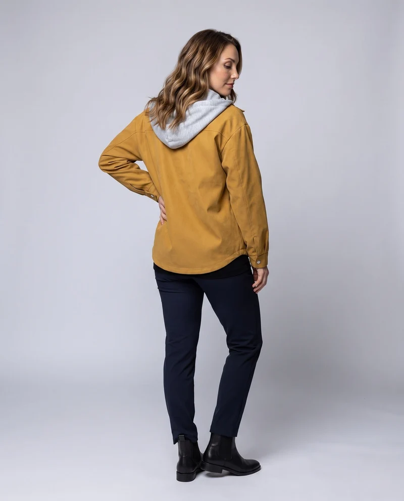 Damen Oversize Übergangsjacke mit Kapuze, Kontrastfutter & Reißverschlusstaschen Nord Taschen