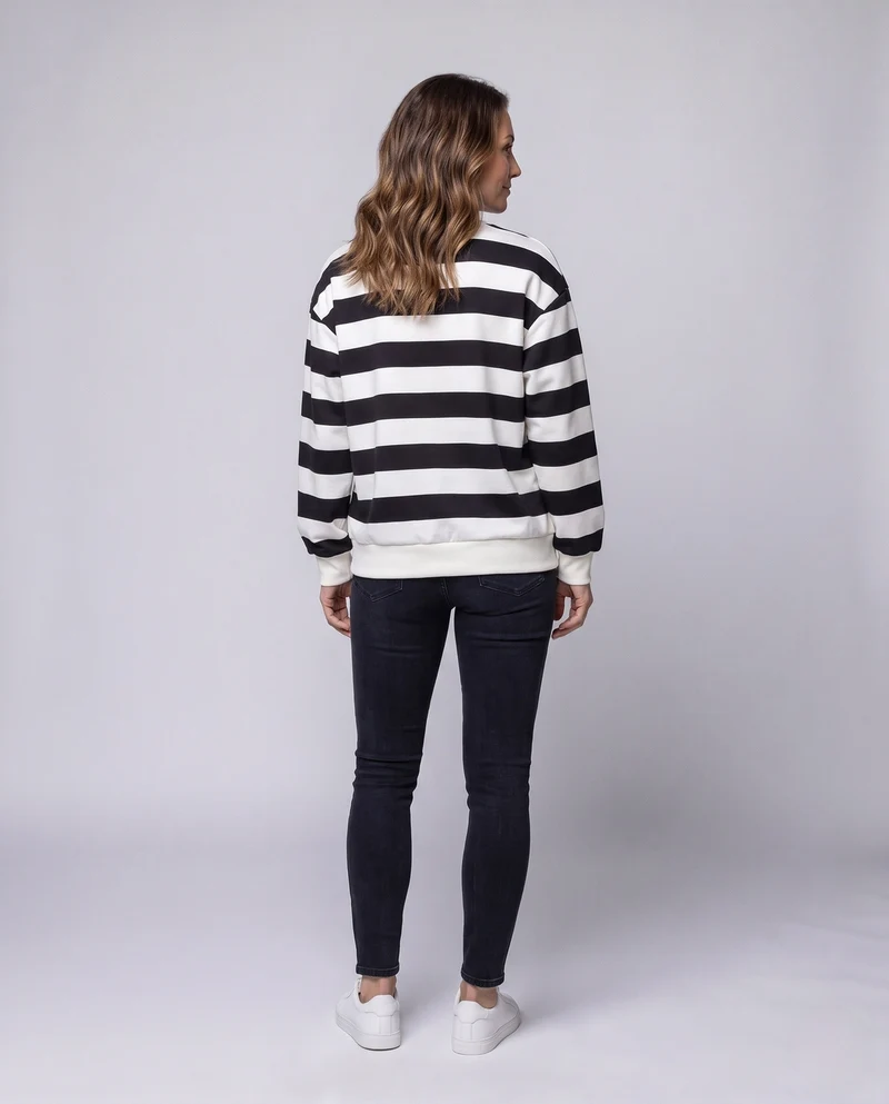 Damen Oversize Sweatshirt mit Ballonärmeln und abgerundetem Saum Nord Taschen