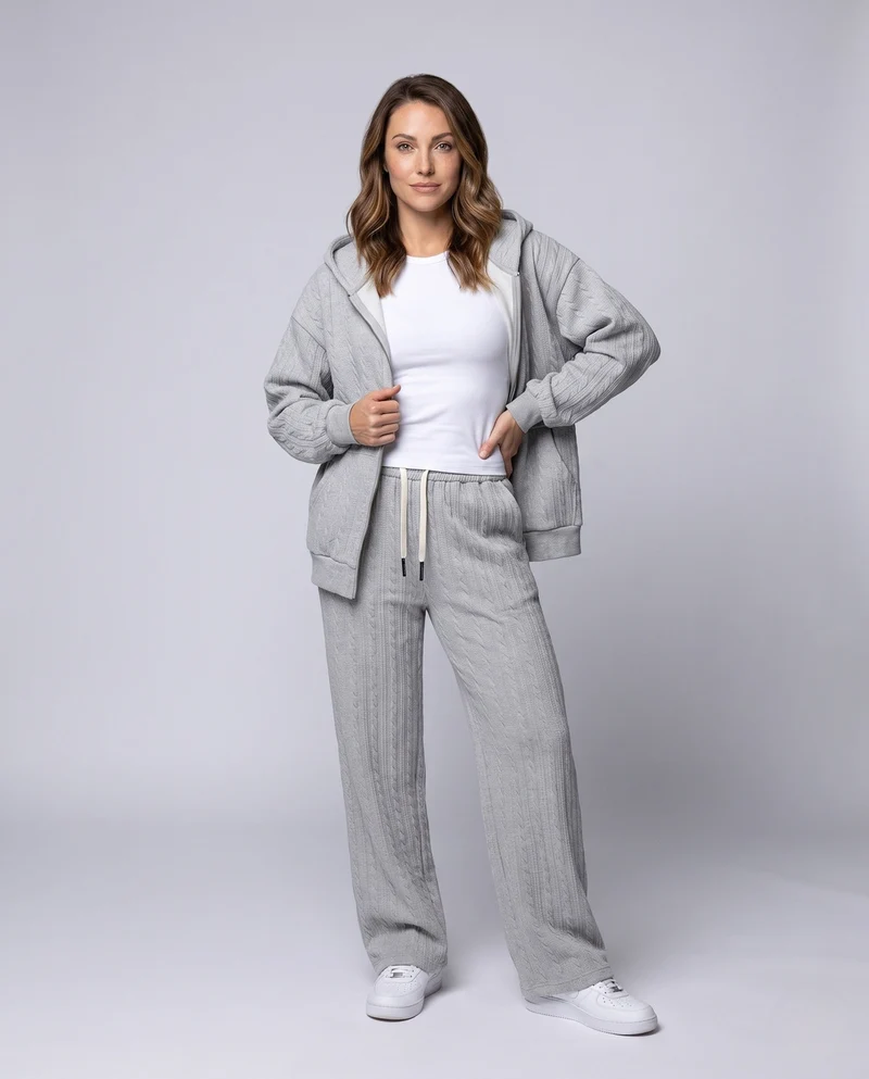 Damen Oversize Kabelstrick Polo Shirt Pullover mit Hemdkragen und Ballonärmeln Nord Taschen