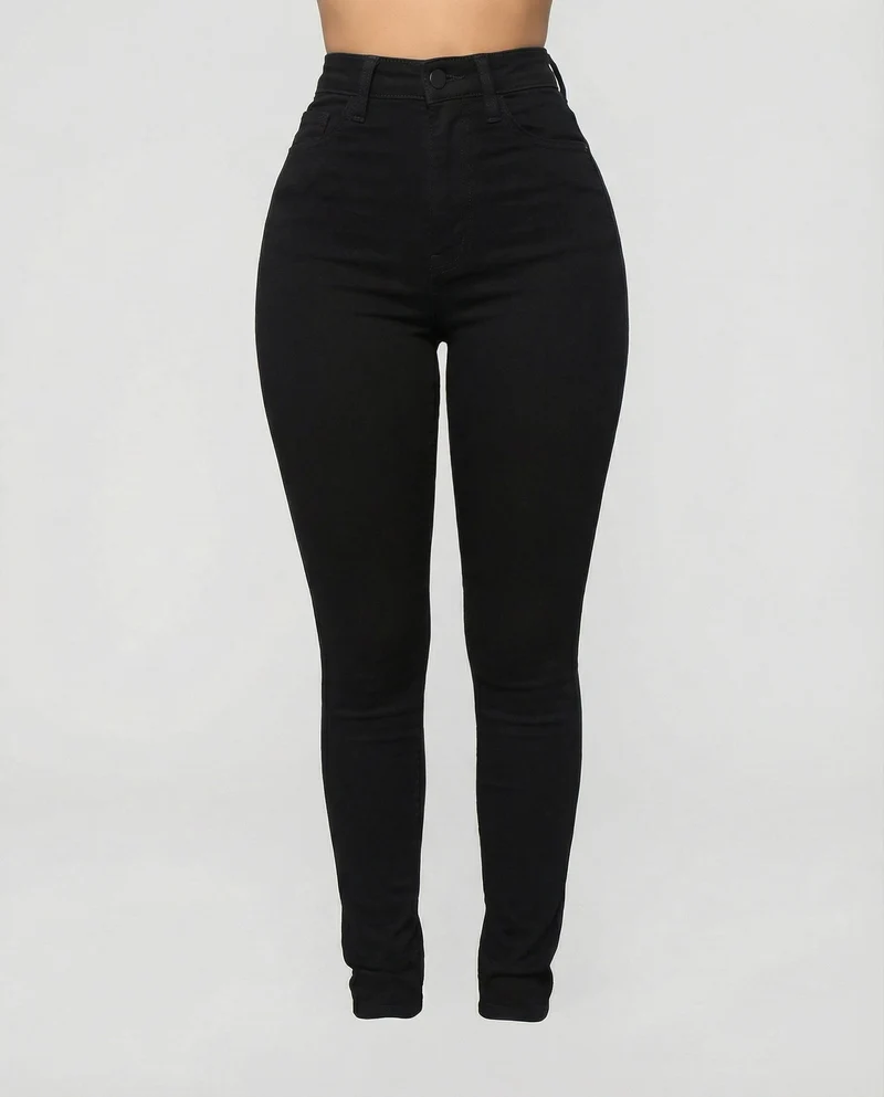 Damen nan hochgeschnittene figurformende Skinny-Jeans mit taillierendem Komfortbund und dezenter Waschung Nord Taschen