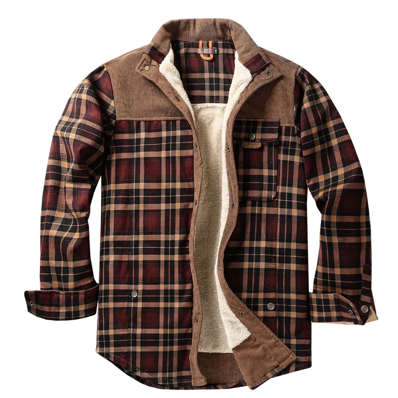 Herren Lässige Flanelljacke mit Teddyfutter Nord Taschen