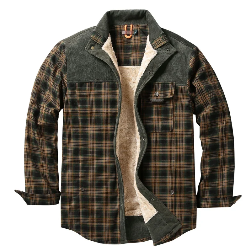 Herren Lässige Flanelljacke mit Teddyfutter Nord Taschen