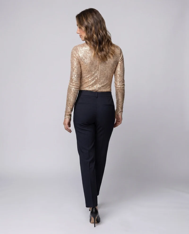 Damen Glitzerndes Langarm-Body