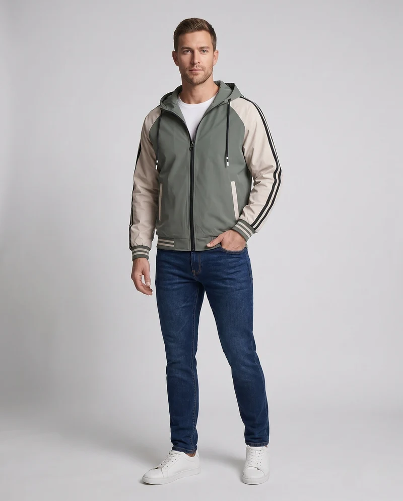 Herren Sportliche Kapuzenjacke mit Farbblockdesign Nord Taschen