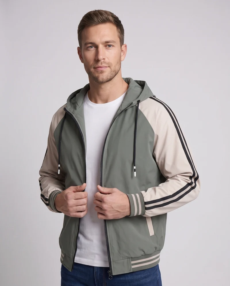 Herren Sportliche Kapuzenjacke mit Farbblockdesign Nord Taschen