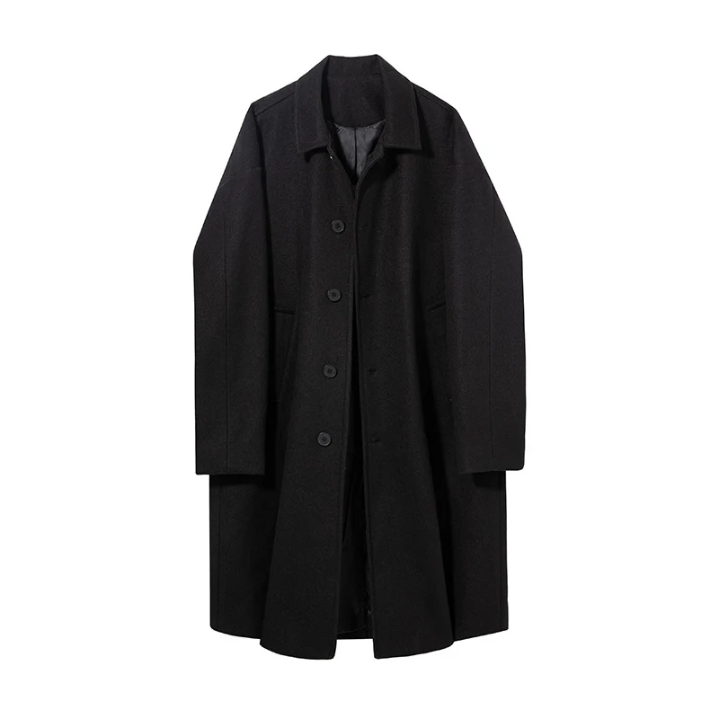 Herren Oversize Wollmantel mit kastigem Schnitt und klassischer Knopfleiste Nord Taschen