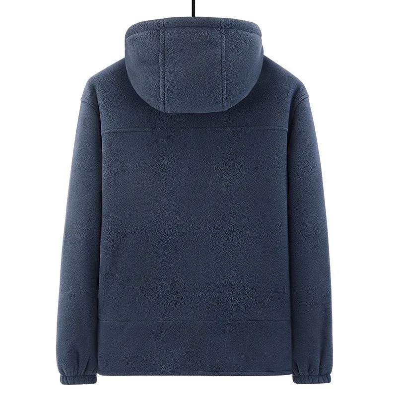 Herren Fleece-Kapuzenjacke mit Teddyfutter, Zwei-Wege-Reißverschluss und verdeckten Reißverschlusstaschen Nord Taschen