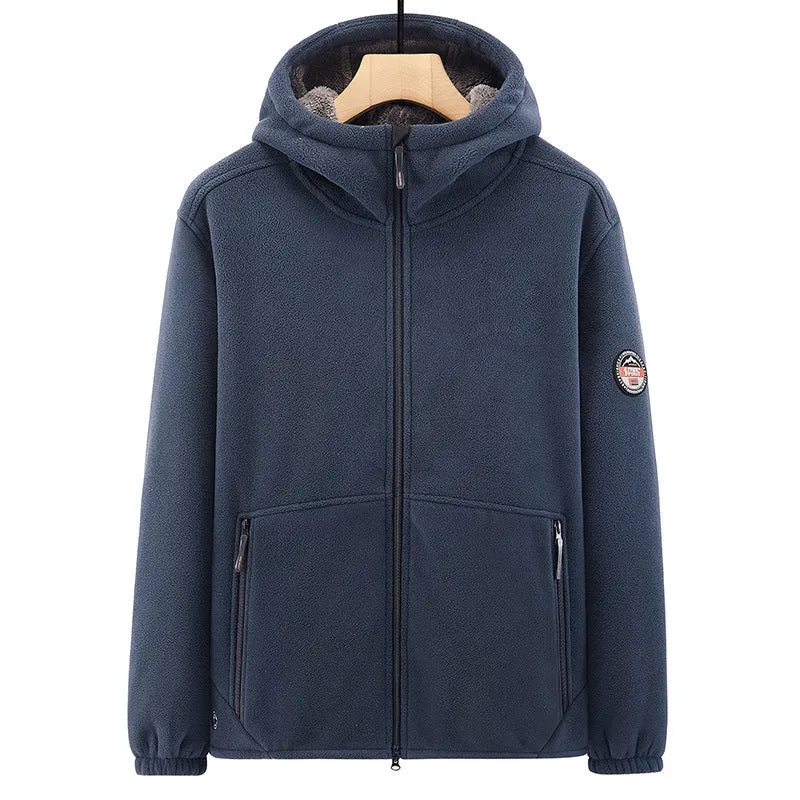 Herren Fleece-Kapuzenjacke mit Teddyfutter, Zwei-Wege-Reißverschluss und verdeckten Reißverschlusstaschen Nord Taschen
