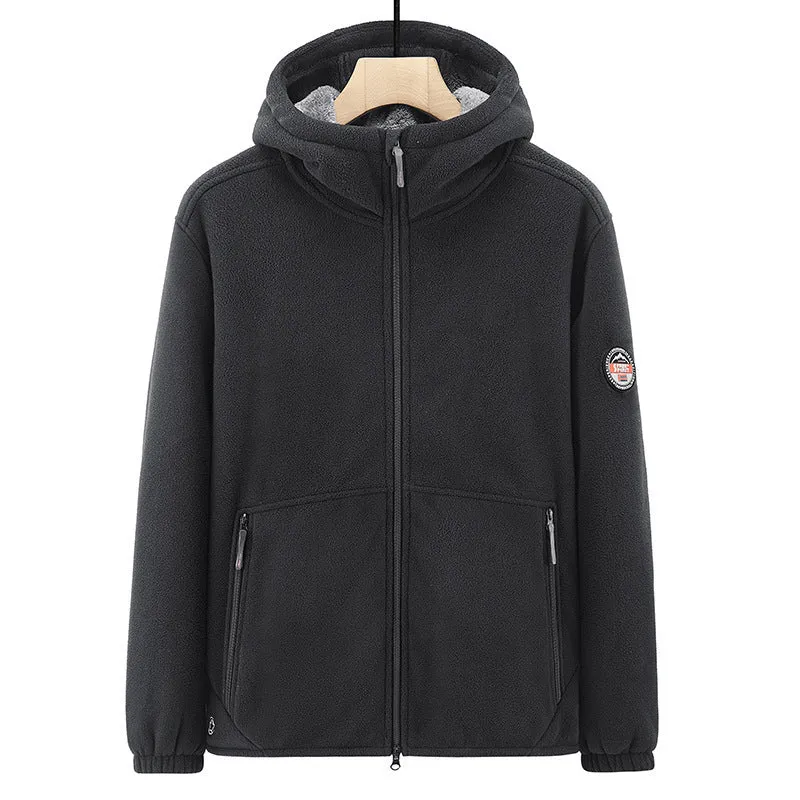 Herren Fleece-Kapuzenjacke mit Teddyfutter, Zwei-Wege-Reißverschluss und verdeckten Reißverschlusstaschen Nord Taschen