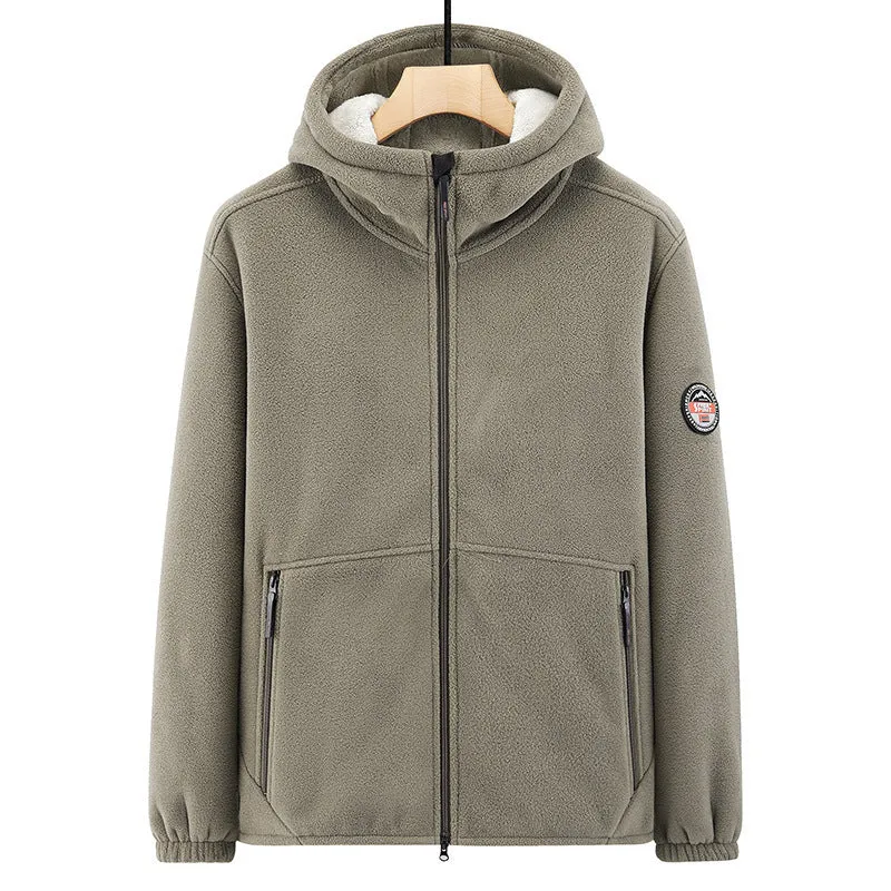 Herren Fleece-Kapuzenjacke mit Teddyfutter, Zwei-Wege-Reißverschluss und verdeckten Reißverschlusstaschen Nord Taschen