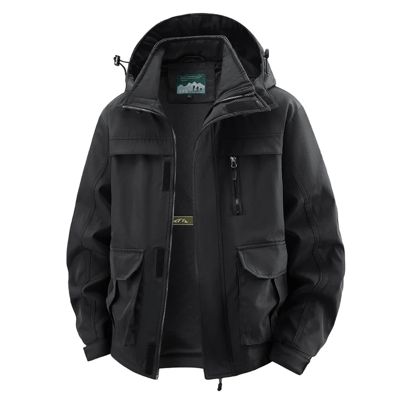 Herren Field‑Utility‑Outdoorjacke mit Kapuze, Multifach‑Taschen und Mesh‑Innenfutter Nord Taschen