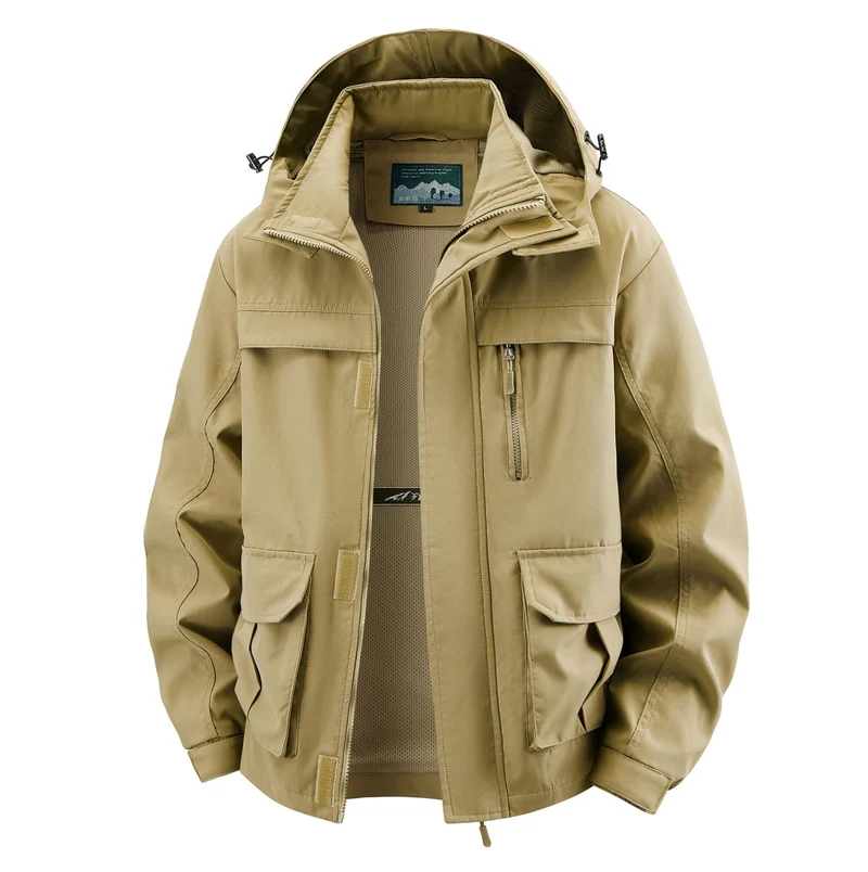 Herren Field‑Utility‑Outdoorjacke mit Kapuze, Multifach‑Taschen und Mesh‑Innenfutter Nord Taschen