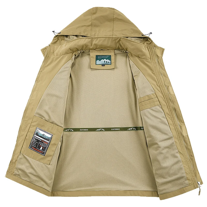 Herren Field‑Utility‑Outdoorjacke mit Kapuze, Multifach‑Taschen und Mesh‑Innenfutter Nord Taschen