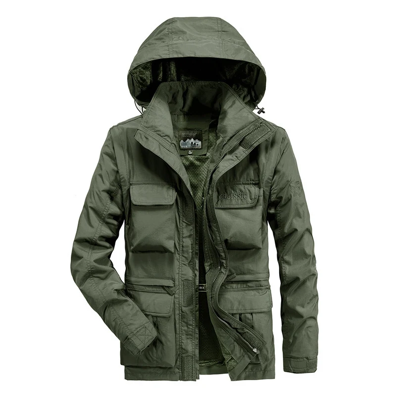 Herren Feldparka mit abnehmbarer Kapuze, atmungsaktivem Meshfutter und vielseitigen Fronttaschen Nord Taschen