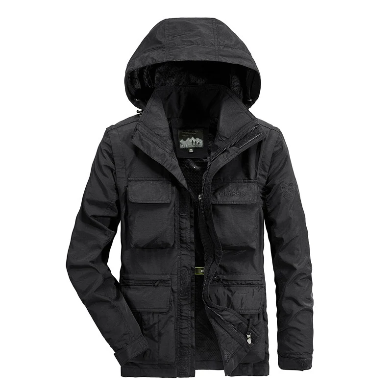 Herren Feldparka mit abnehmbarer Kapuze, atmungsaktivem Meshfutter und vielseitigen Fronttaschen Nord Taschen