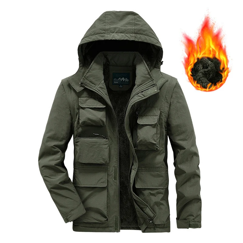 Herren Expedition-Fieldjacke mit wärmender Teddyfleece-Fütterung und Organizer-Taschen Nord Taschen