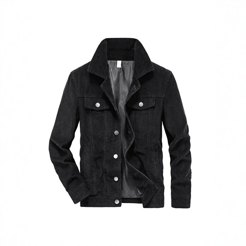Herren Cordjacke aus Feincord mit Hemdkragen, Brustklappen und gesteppter Innenfütterung Nord Taschen
