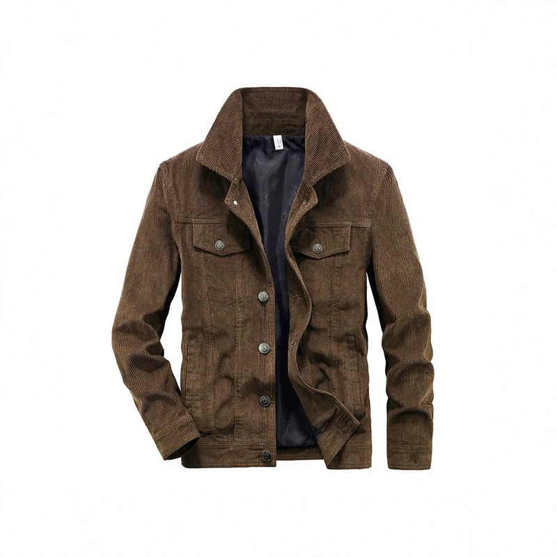 Herren Cordjacke aus Feincord mit Hemdkragen, Brustklappen und gesteppter Innenfütterung Nord Taschen