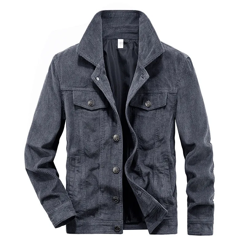 Herren Cordjacke aus Feincord mit Hemdkragen, Brustklappen und gesteppter Innenfütterung Nord Taschen