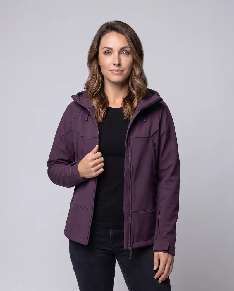 Damen Softshell-Windbreaker mit Kapuze, zwei-Wege-Reißverschluss und verstellbaren Ärmelbündchen Nord Taschen