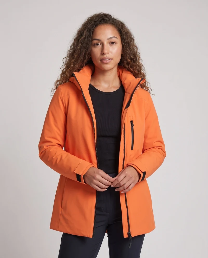 Wasserdichte Thermo-Outdoormantel für Frauen mit Kapuze, isolierender Steppfüllung & verstecktem Zwei-Wege-Reißverschluss Nord Taschen
