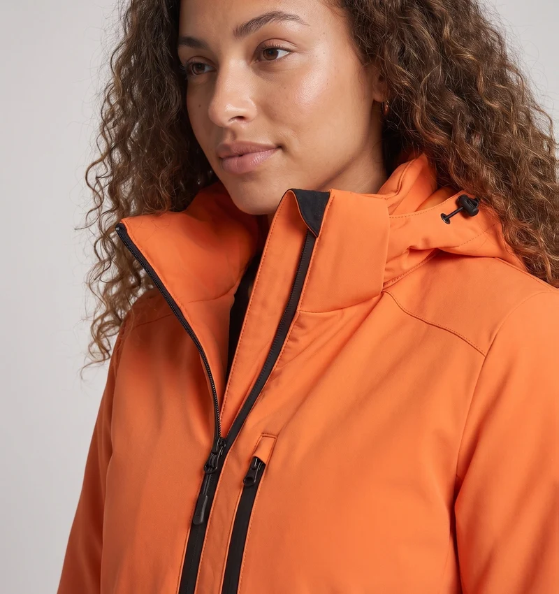 Wasserdichte Thermo-Outdoormantel für Frauen mit Kapuze, isolierender Steppfüllung & verstecktem Zwei-Wege-Reißverschluss Nord Taschen