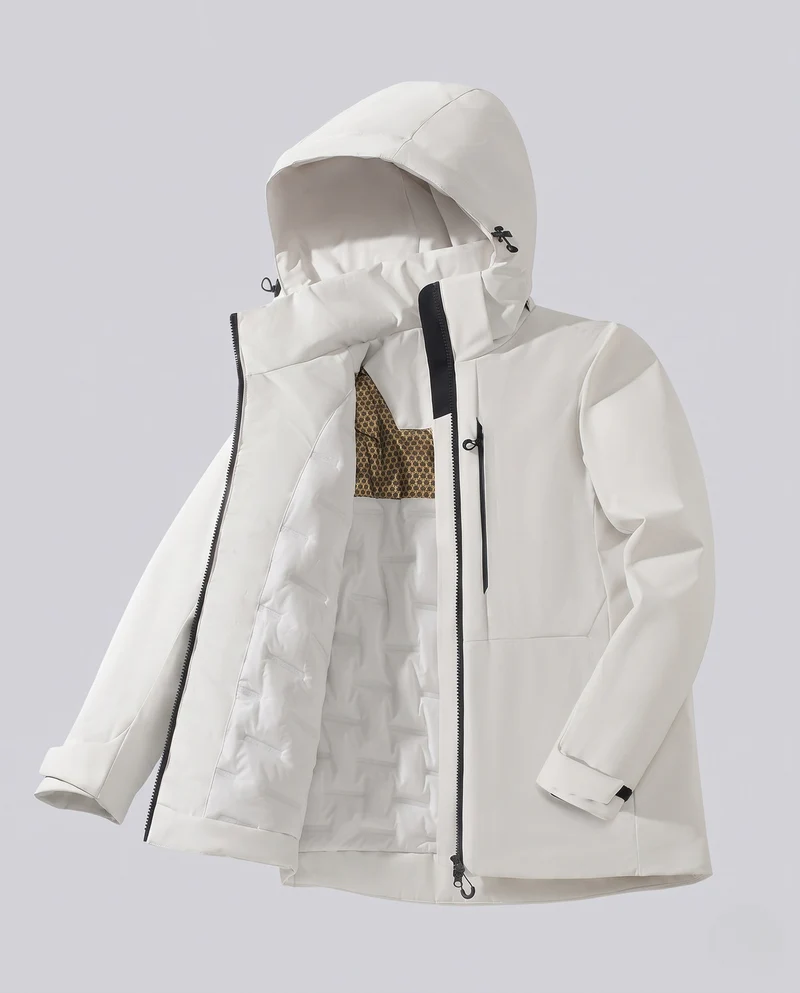 Wasserdichte Thermo-Outdoormantel für Frauen mit Kapuze, isolierender Steppfüllung & verstecktem Zwei-Wege-Reißverschluss Nord Taschen