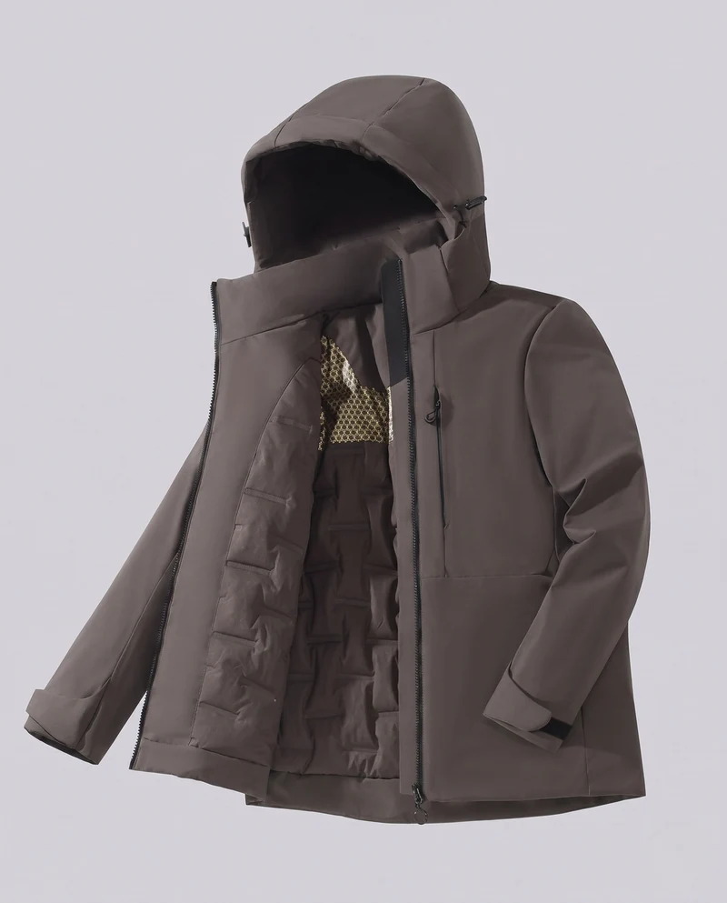 Wasserdichte Thermo-Outdoormantel für Frauen mit Kapuze, isolierender Steppfüllung & verstecktem Zwei-Wege-Reißverschluss Nord Taschen