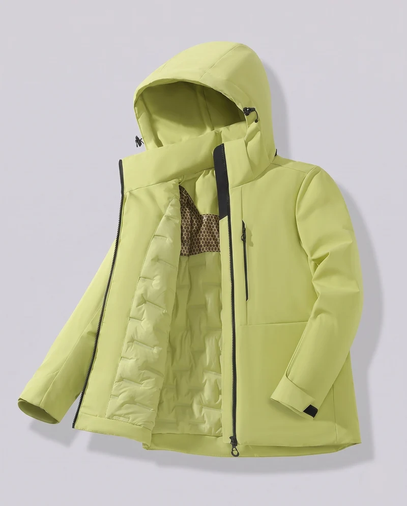 Wasserdichte Thermo-Outdoormantel für Frauen mit Kapuze, isolierender Steppfüllung & verstecktem Zwei-Wege-Reißverschluss Nord Taschen
