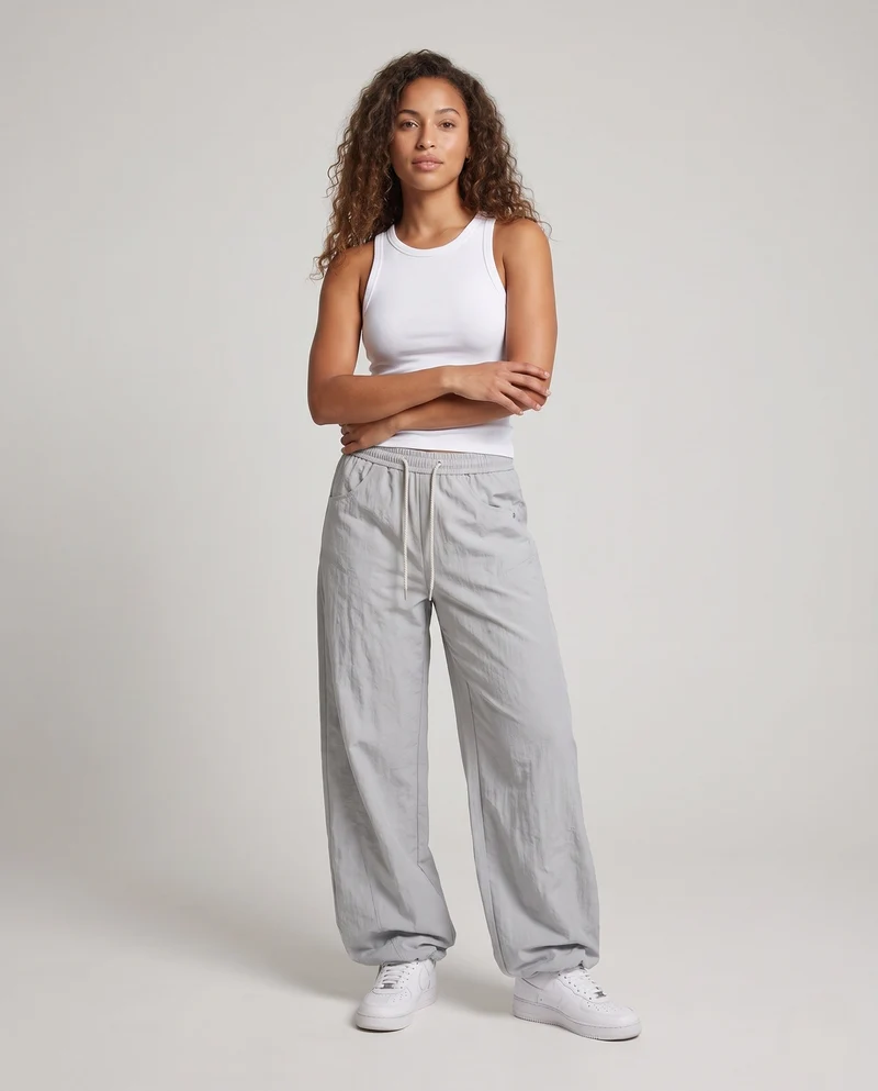 Damen Ultra Weite LoungNord Taschen Baggy-Hose aus Leinenmischung mit Kordelzug, niedrigem Schritt & Patten-Taschen Nord Taschen