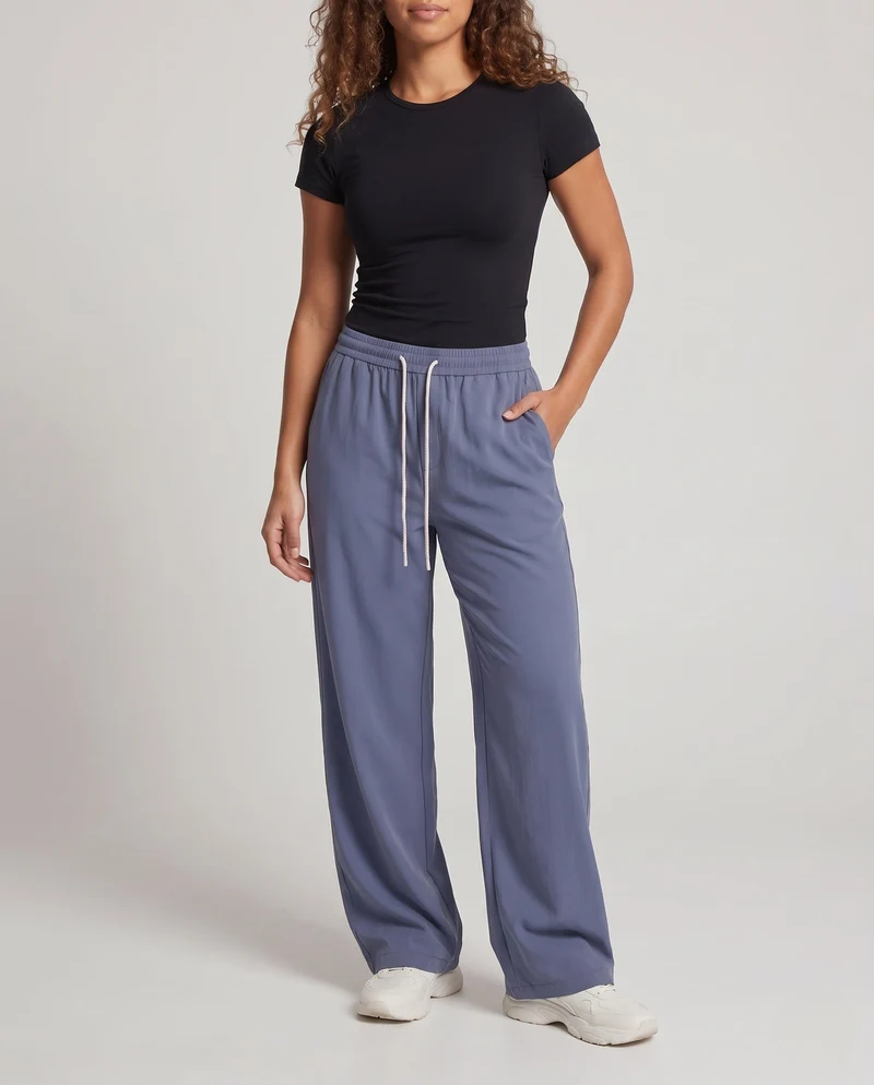 Damen lockere Cargo Freizeit-Hosen mit elastischem Bund und tiefen Klappentaschen Nord Taschen