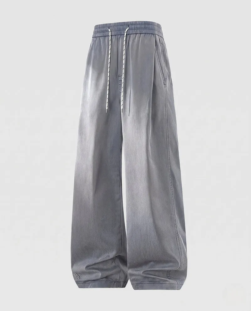 Damen Weite Denim Harem-Hosen mit Elastischem Kordelzugbund & Ballonförmigem Saum Nord Taschen