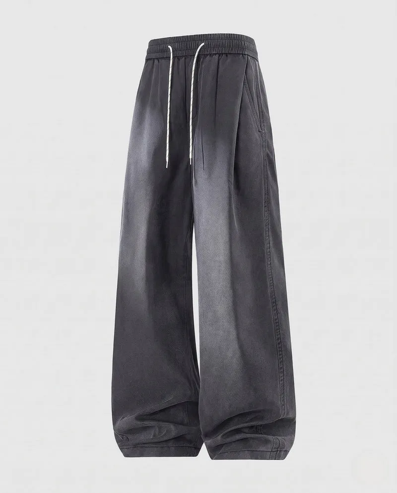 Damen Weite Denim Harem-Hosen mit Elastischem Kordelzugbund & Ballonförmigem Saum Nord Taschen