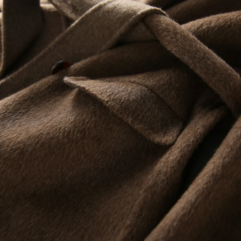 Damen Eleganter Wollmantel mit Stehkragen Nord Taschen