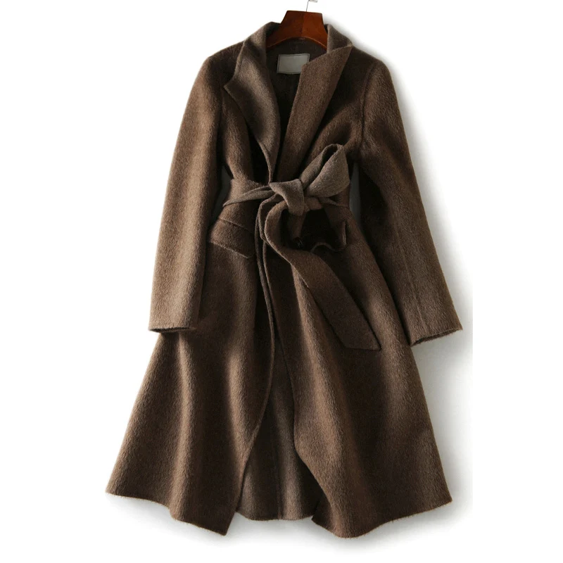 Damen Eleganter Wollmantel mit Stehkragen Nord Taschen