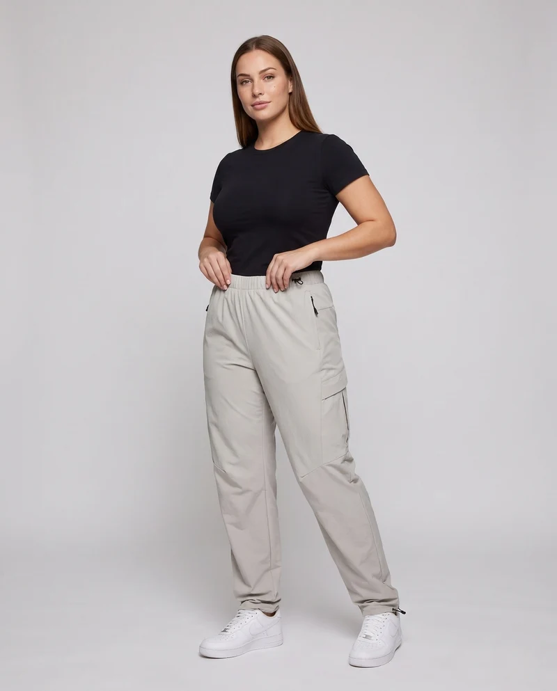 Frauen Weite Leinenlook Palazzo-Hosen mit Drawstring-Taille & Fließender Silhouette Nord Taschen