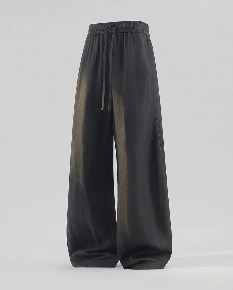 Damenweite Palazzo-Hose im Leinenlook mit Kordelzug und elastischem Bund Nord Taschen
