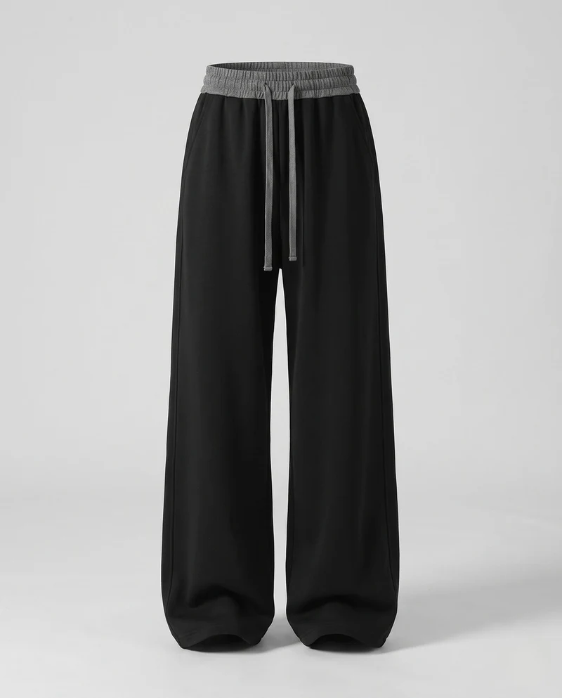Frauenweite Lounge-Hosen mit hoher Taille, elastischem Bund und Kordelzug Nord Taschen