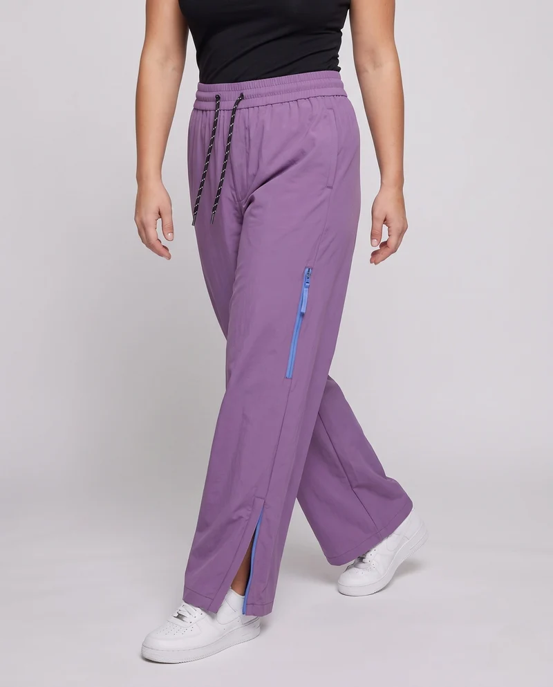 Damen weite Palazzo-Hosen mit hoher Taille, elastischem Zugband und seitlichem Reißverschlussdetail Nord Taschen