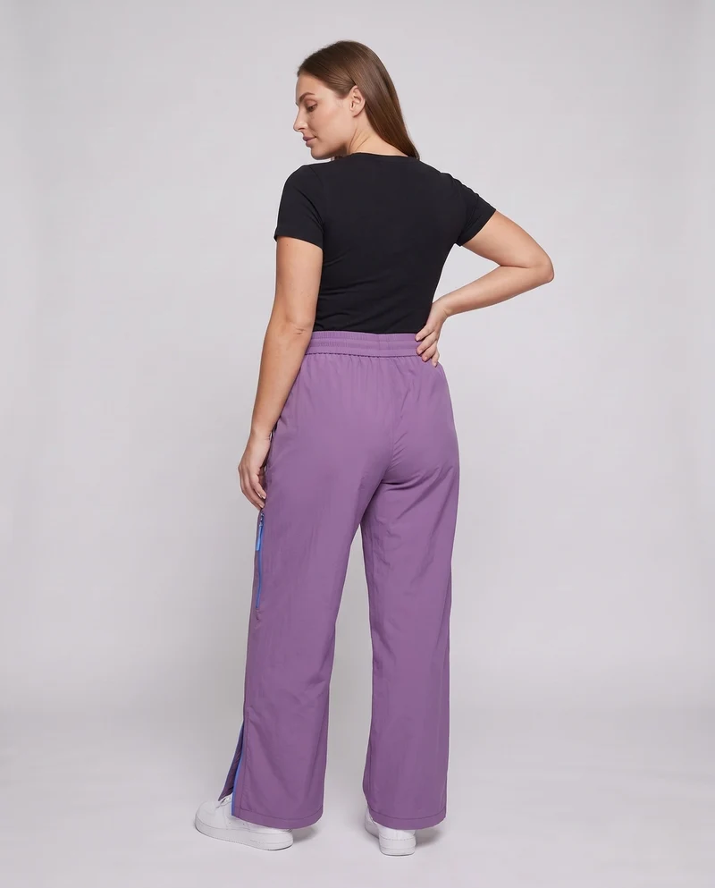 Damen weite Palazzo-Hosen mit hoher Taille, elastischem Zugband und seitlichem Reißverschlussdetail Nord Taschen