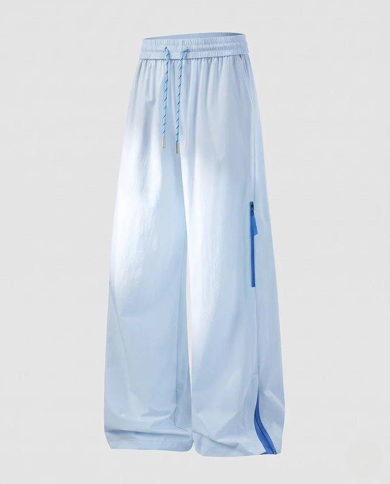 Damen weite Palazzo-Hosen mit hoher Taille, elastischem Zugband und seitlichem Reißverschlussdetail Nord Taschen
