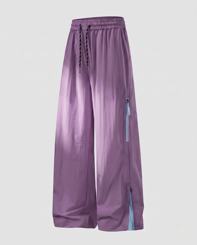 Damen weite Palazzo-Hosen mit hoher Taille, elastischem Zugband und seitlichem Reißverschlussdetail Nord Taschen