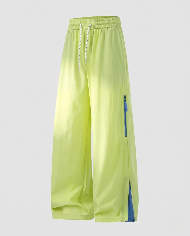 Damen weite Palazzo-Hosen mit hoher Taille, elastischem Zugband und seitlichem Reißverschlussdetail Nord Taschen
