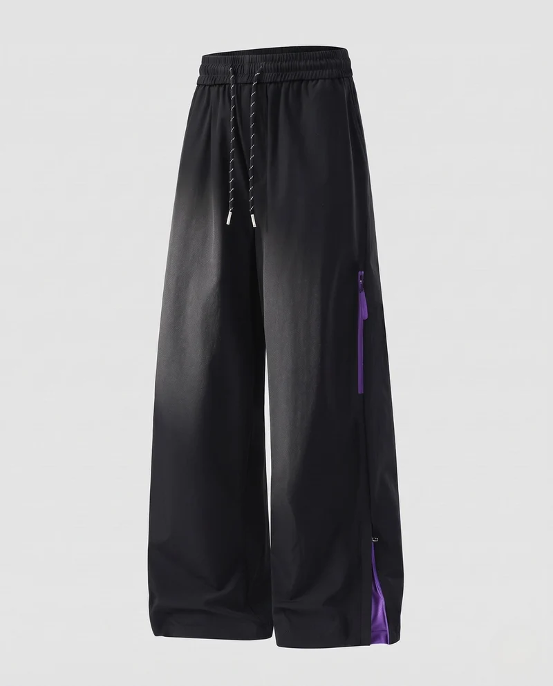 Damen weite Palazzo-Hosen mit hoher Taille, elastischem Zugband und seitlichem Reißverschlussdetail Nord Taschen