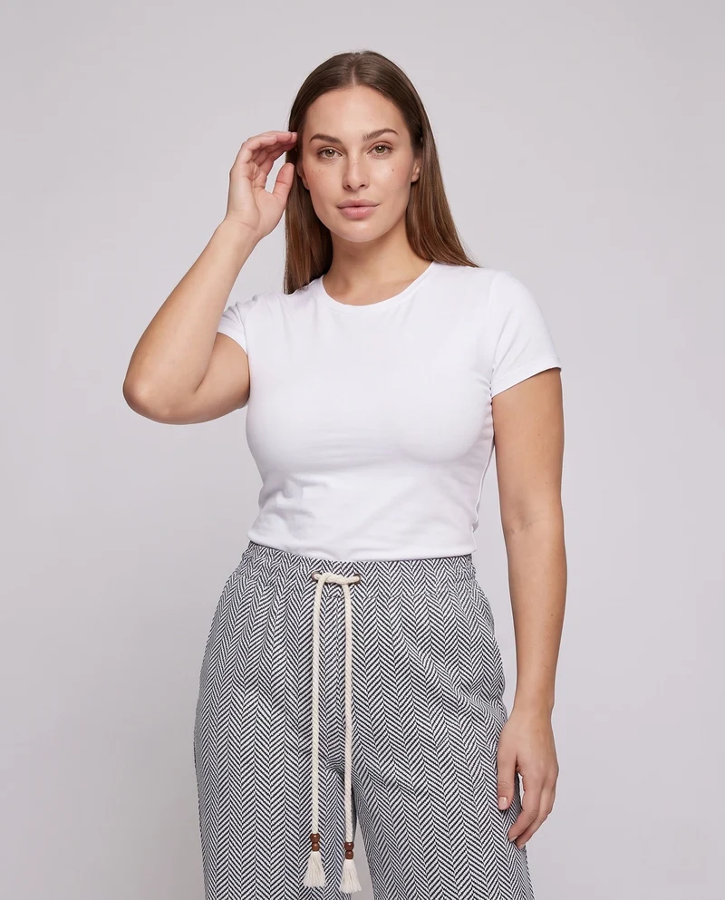 Damen Weite Velour Loungehose mit Fischgrätmuster, Kordelzug & elastischem Bund Nord Taschen