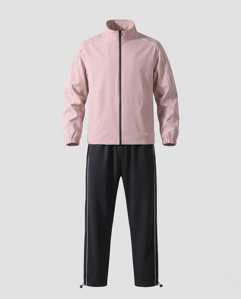 Frauen Zwei-Teilig Leichtgewicht Trainingsset mit Windjacke, Reflektierenden Paspeln & Schmal zulaufenden Jogginghosen Nord Taschen