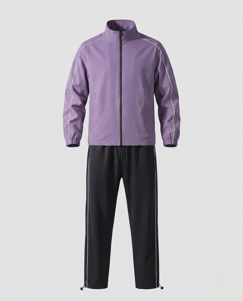Frauen Zwei-Teilig Leichtgewicht Trainingsset mit Windjacke, Reflektierenden Paspeln & Schmal zulaufenden Jogginghosen Nord Taschen