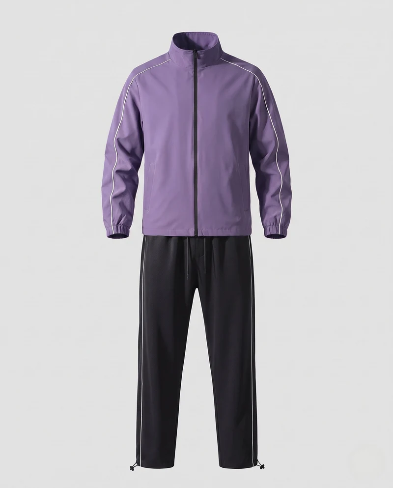 Frauen Zwei-Teilig Leichtgewicht Trainingsset mit Windjacke, Reflektierenden Paspeln & Schmal zulaufenden Jogginghosen Nord Taschen