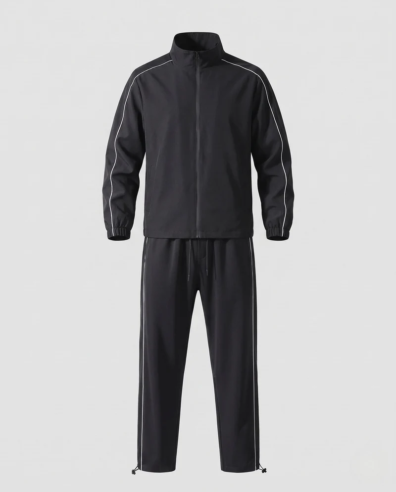 Frauen Zwei-Teilig Leichtgewicht Trainingsset mit Windjacke, Reflektierenden Paspeln & Schmal zulaufenden Jogginghosen Nord Taschen
